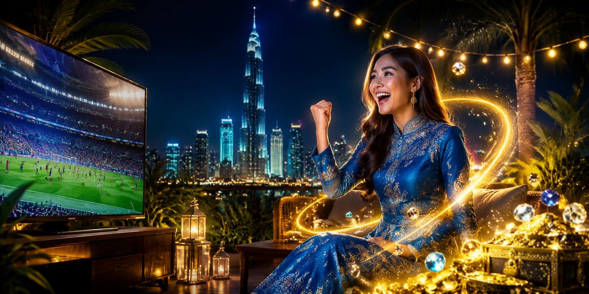 Pengguna Malaysia dalam baju kurung membuat deposit untuk menyemak odds perlawanan di bolly4u